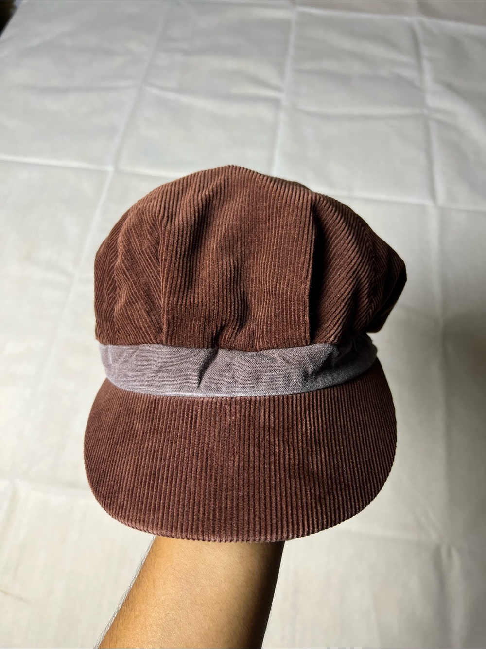Old Navy Brown Corduroy Cap with Gray Band